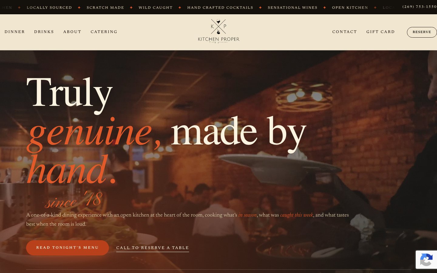 Kitchen Proper, a site we built, on its staging URL